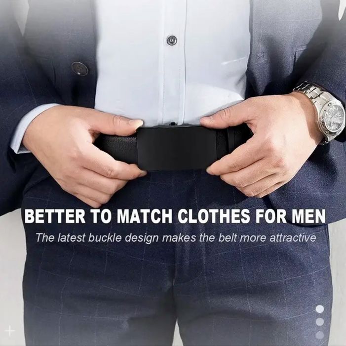 Мъжки официални кожени колани с тъмно матирана катарама -10% Промоция!