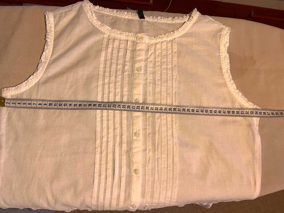 Bluza bumbac alba transparent Benetton Group, fara maneci