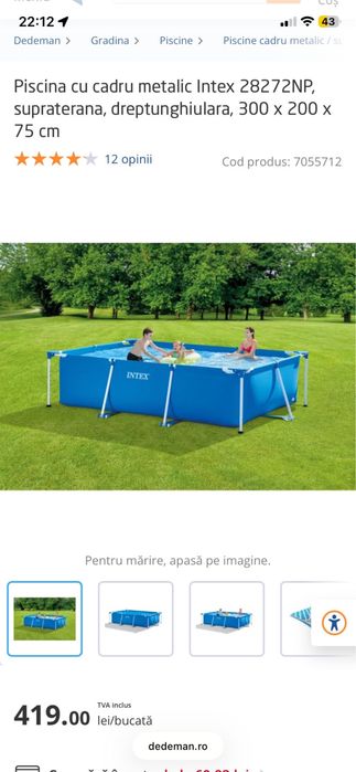 Vand piscina 2x3m cu cadru metalic+ pompa pe nisip+ accesorii complecte