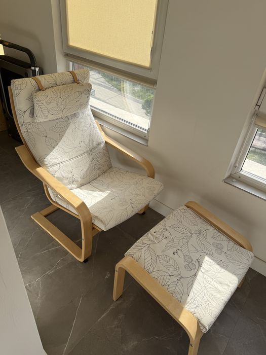 Кресло ikea с подножкой