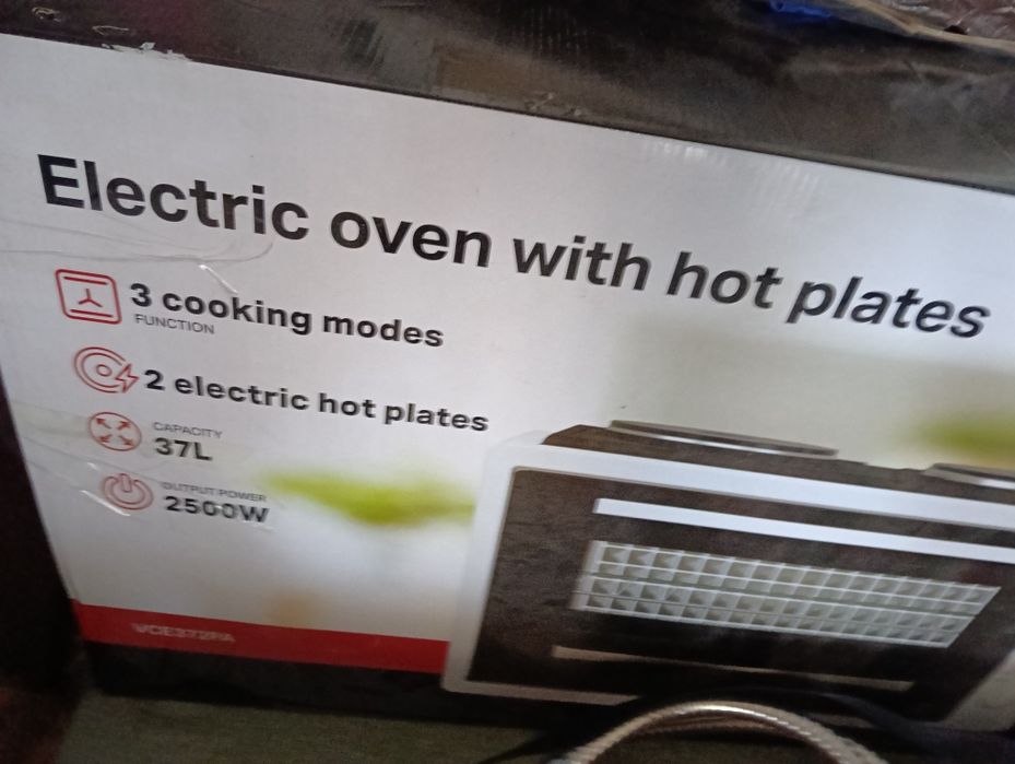 Cuptor electric cu 2 plite electrice Vision Chef VCE372PA, Putere totala 2500 W, Putere cuptor 1300 W, 3 functii coacere, Alb