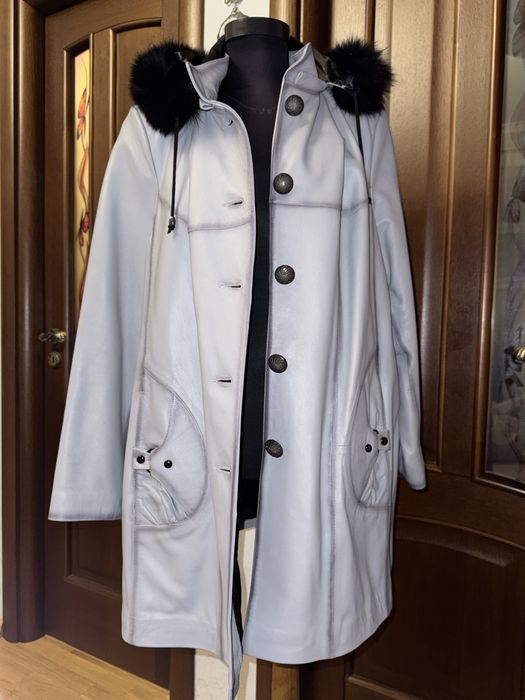 Haina Piele Naturala 100% cu Guler  Blana Naturala- impecanila