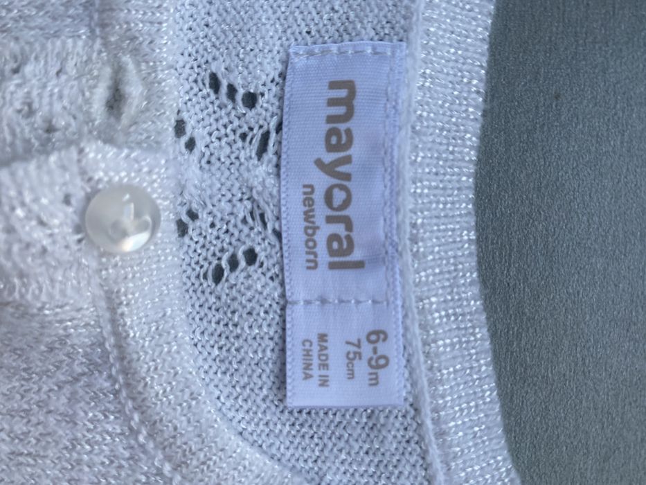 Плетено бебешко болеро с дантела “Mayoral” 75 см.