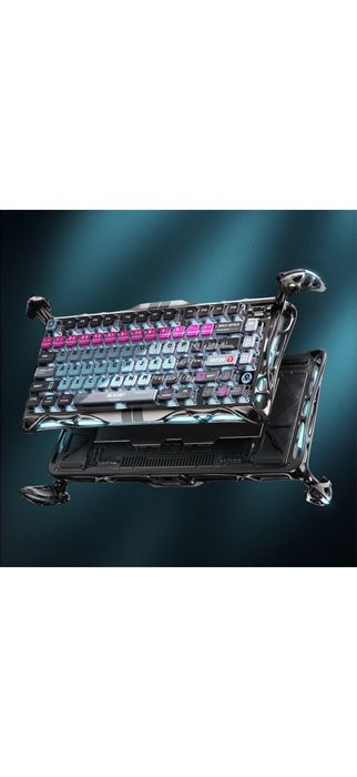 Tastatura Mecanica GravaStar Mercury V75 Pro, Gaming, ANSI US, USB-C cu fir, Switch Magnetic, Cyberpunk