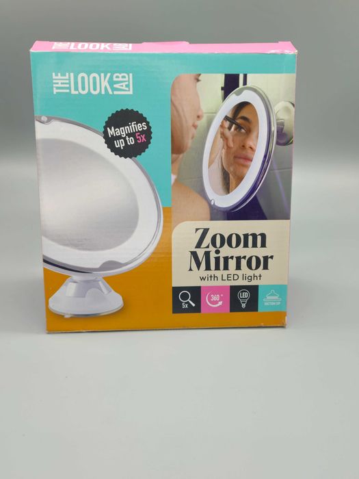 Увеличително козметично огледало Zoom Mirror с LED светлина, 5x увеличение и вендуза