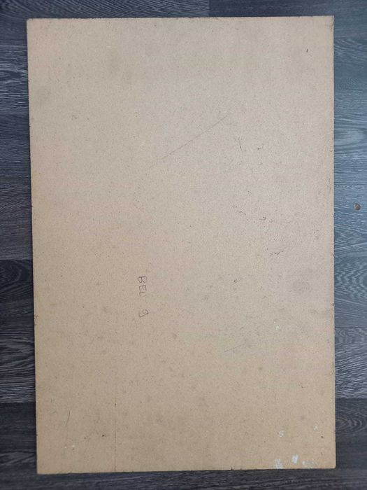 A. Bellomi – „Cowboys cu cai la apus” – ulei pe placaj, 60 × 40 cm