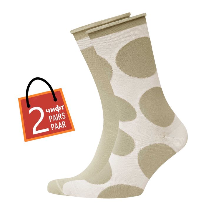 Памучни  дамски чорапи 2 чифта, на точки, безшевни, удобни