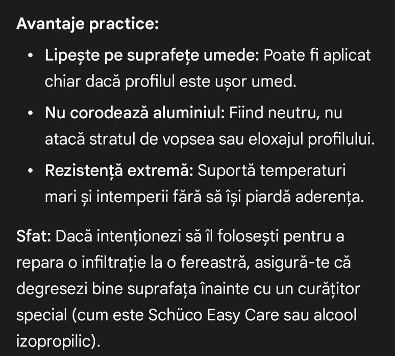 Adeziv sigilant izolator pentru ferestre aluminiu sau pvc