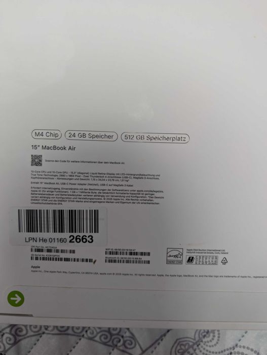 MacBook Air M4 chip 24 GB speicher 512GB speicherplatz