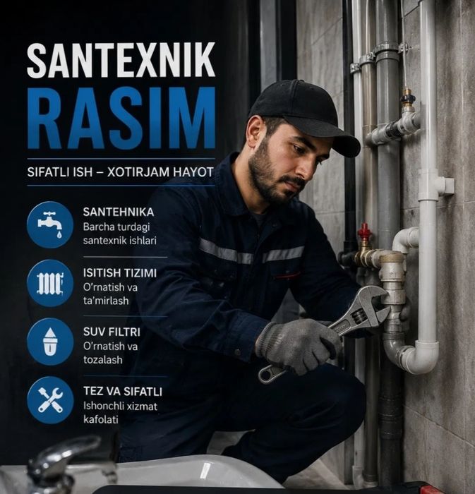 Santexnika ishlari deomontaj, topliy pol, rakovina unitaz o‘rnatish