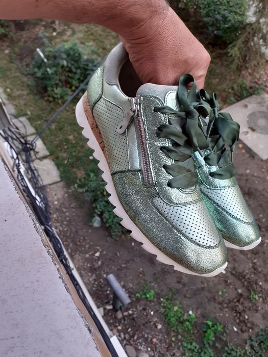 Paul Green Pantofi Teniși Verde Metalizat