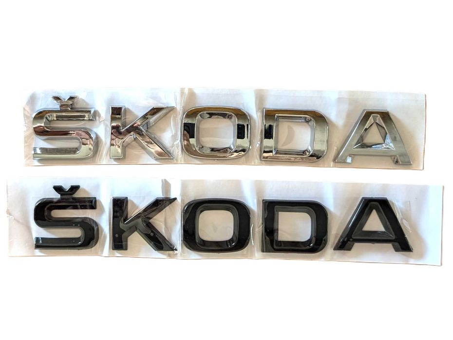 Емблема за Шкода предна 89мм и задна 79мм - Черна, Хромирана, Зелена