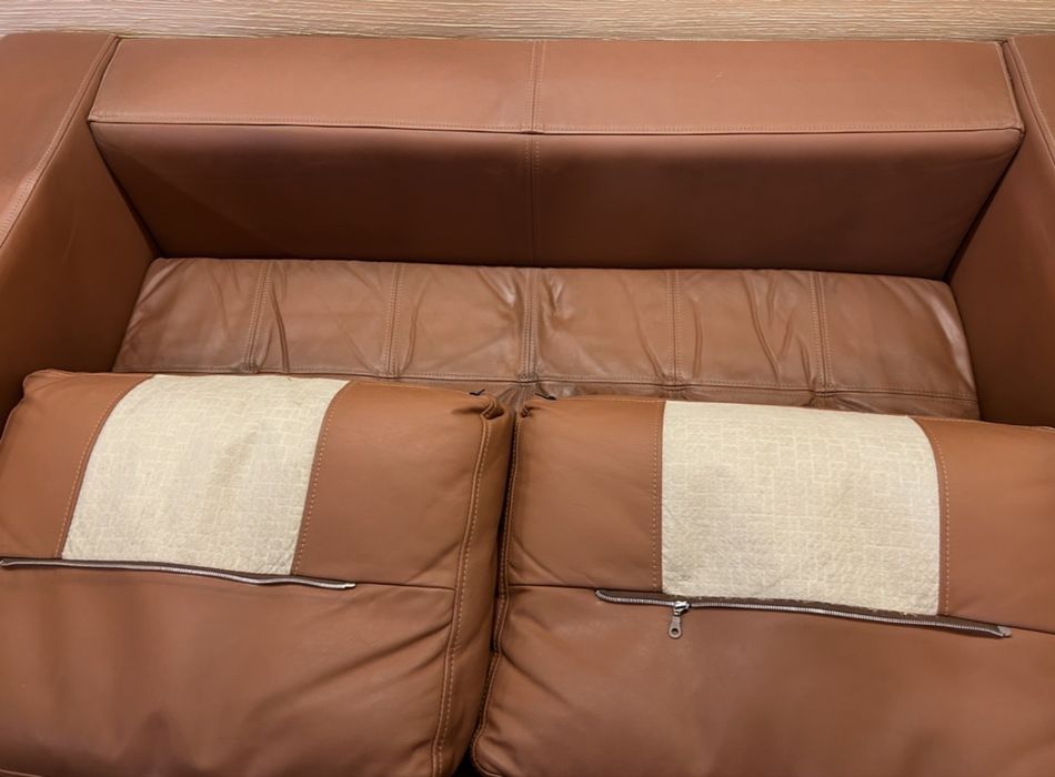 Кожен диван SELAMORE в кафяво