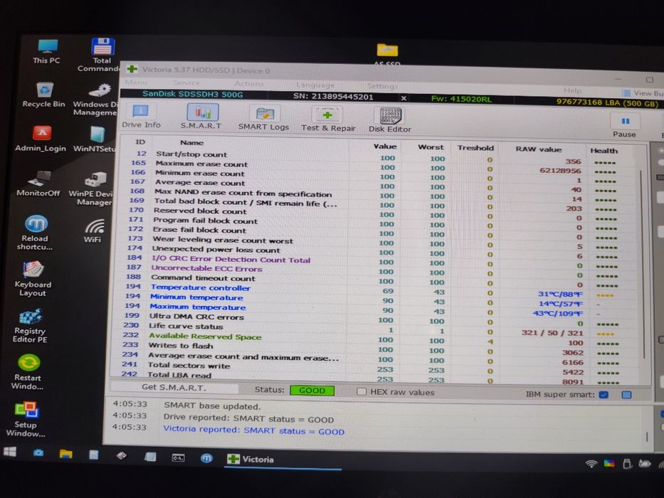 Ssd nvme Sandisk Ultra 500gb 99%viata