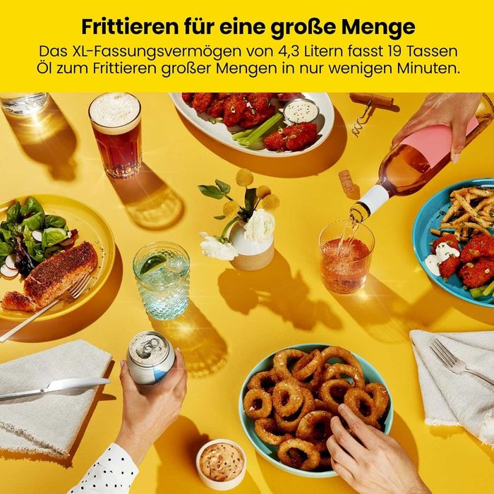 Фритюрник Chefman 4,3л с цедка, 1,2 кг пиле скариди пържени картофи