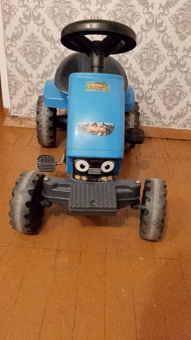 Детский синий трактор велосипед