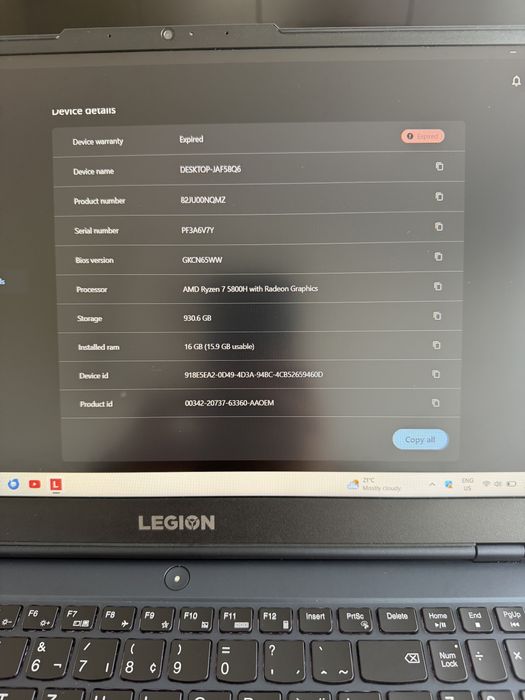 Laptop Gaming Lenovo Legion 5 15ACH6H