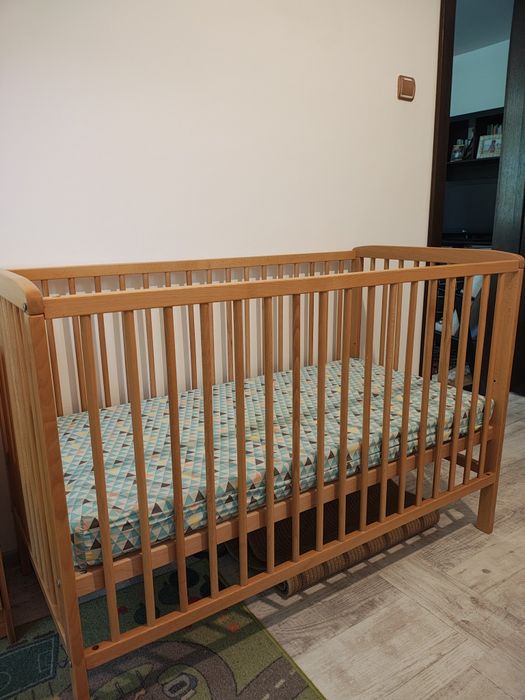 Pătuț copii din lemn natur 120x64