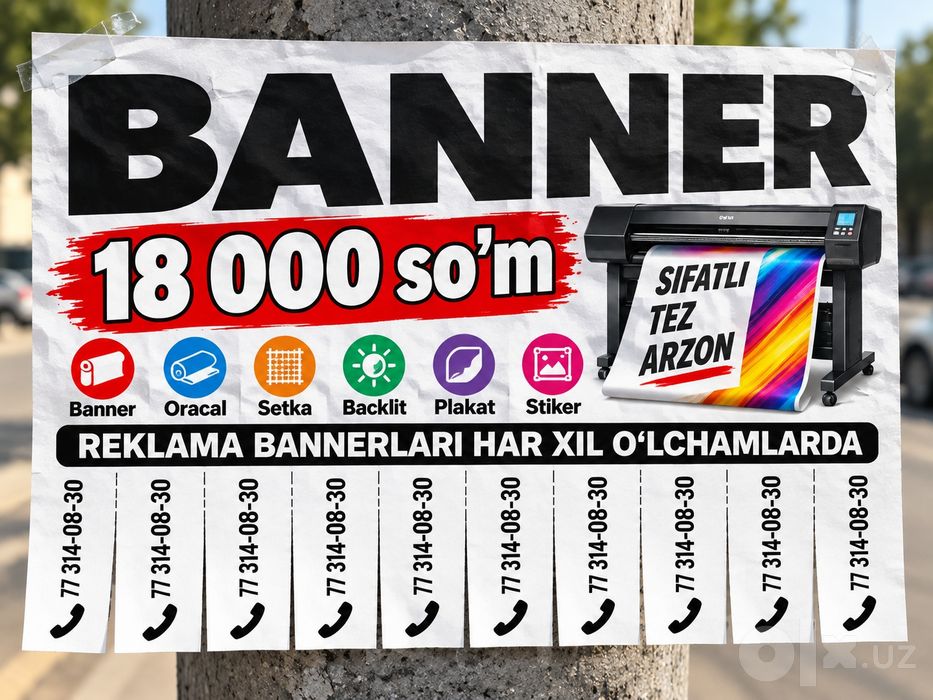 BANNER 18 000 soʻm.  1 soatda