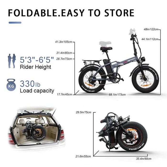 Сгъваемо електрическо колело DrveTion AT20 750W 48V 15Ah