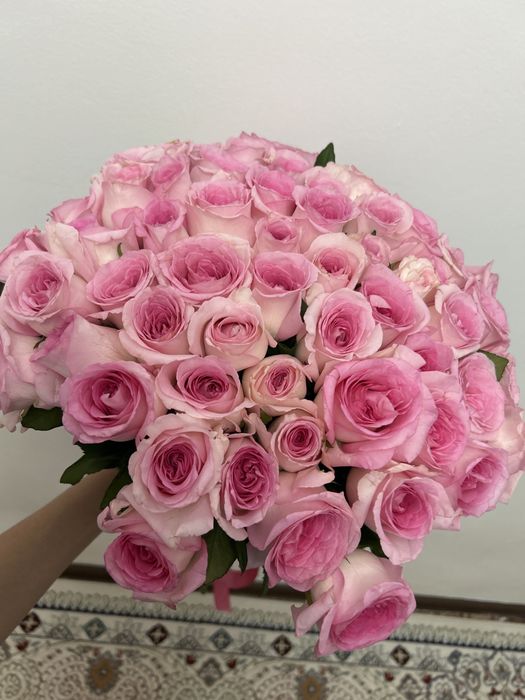 Розовые свежие розы
