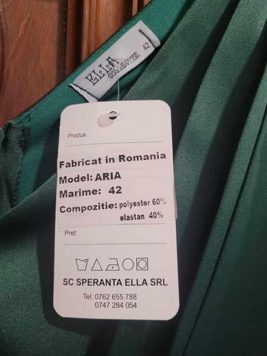 Rochie elegantă verde, model Aria, mărime 42,  lungime medie