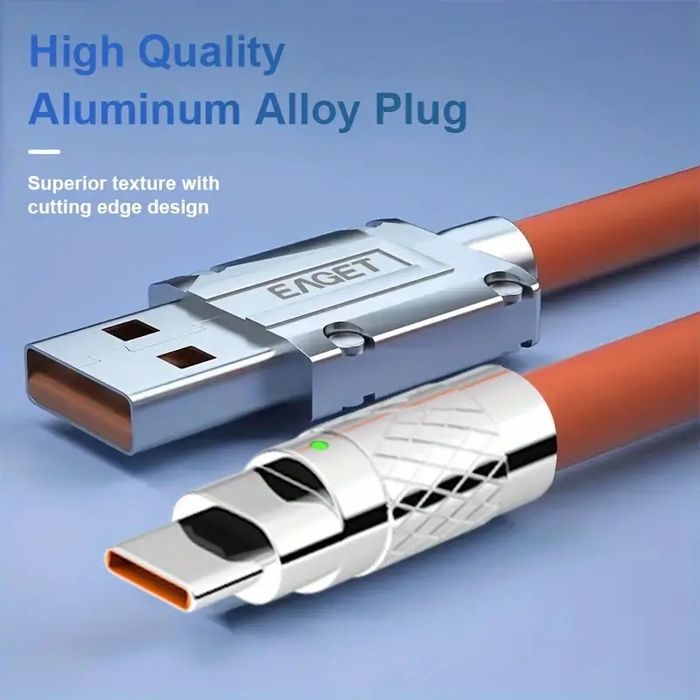 EAGET Силиконовый USB-C кабель для быстрой зарядки, 100.58 см