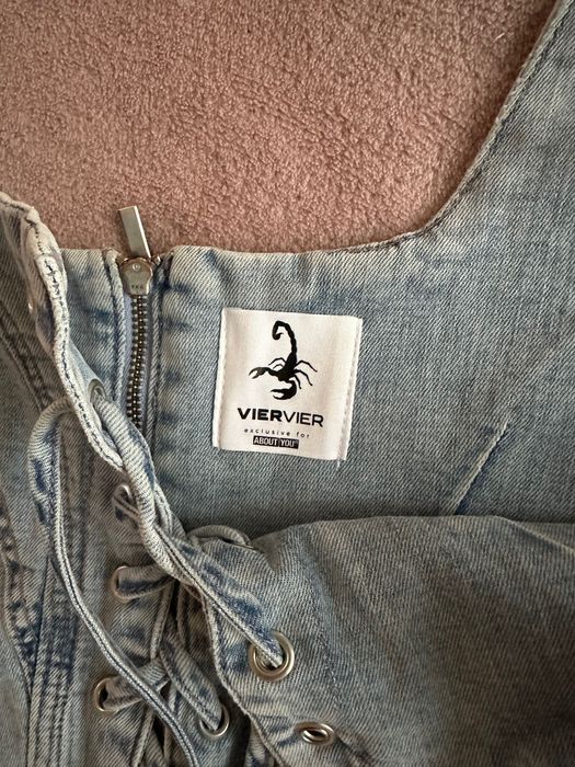 Чисто нов дънков/о топ/бюстие с връзки