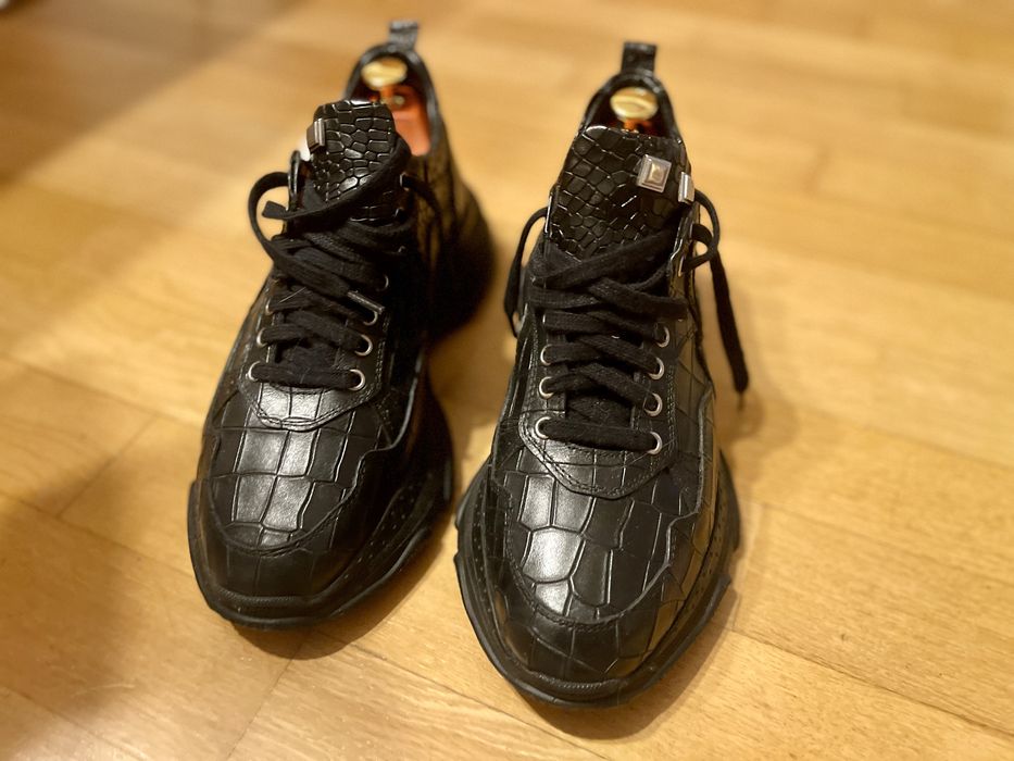 Sneakers Bigiotto’s Shoes – negri, imprimeu crocodil, talpă chunky