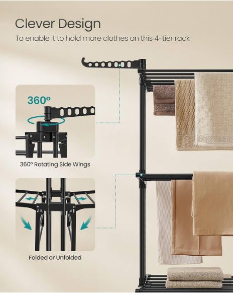 Сушилник за дрехи на колелца от неръждаема стомана