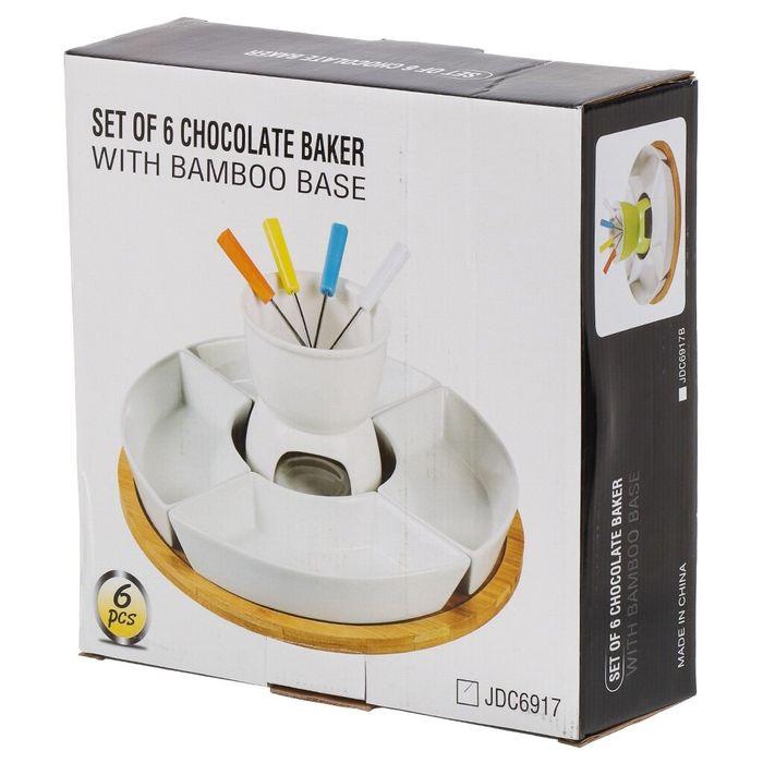 Набор для фондю керамика, 10 предметов, бамбук, 0.44 л, 10.5, белый, Y