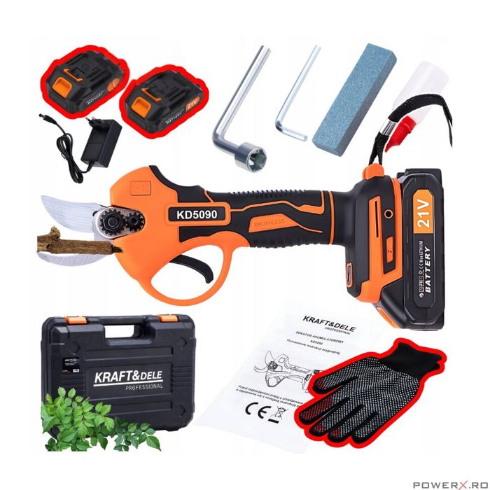 Foarfeca electrica pentru gard viu, pomi, vita-de-vie, cu acumulator,