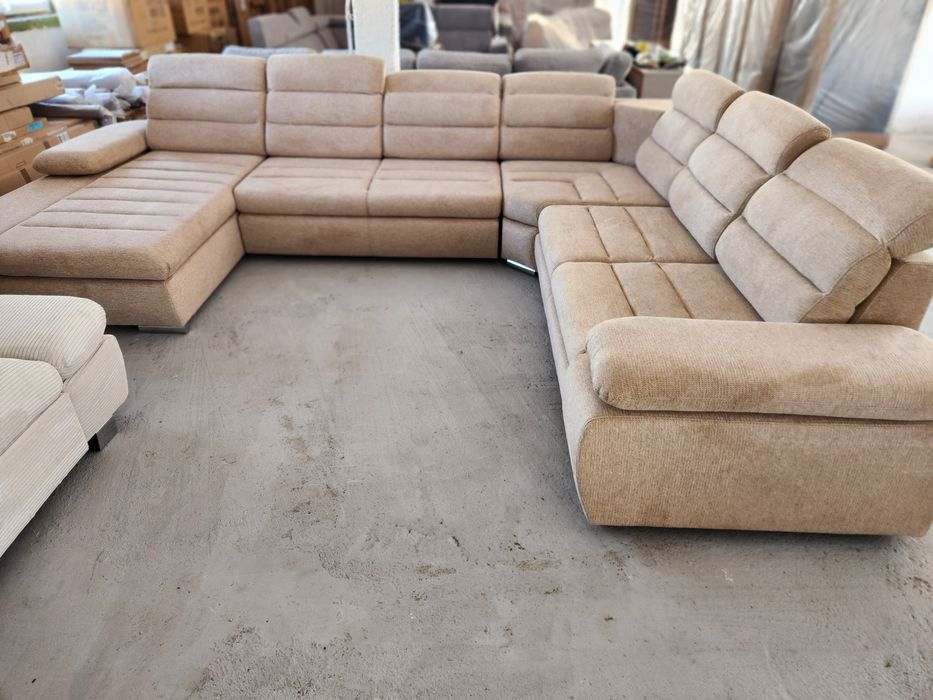 NOU Coltar U form, CAPPUCCINO/GRI, stofă, extensibil