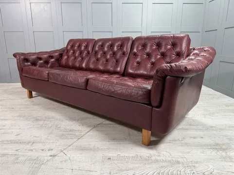 Винтидж диван 3-ка естествена кожа Р473-Д