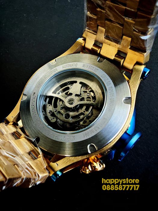 часовник INVICTA Reserve Skeleton automatic Blue/Gold 56мм, Инвикта