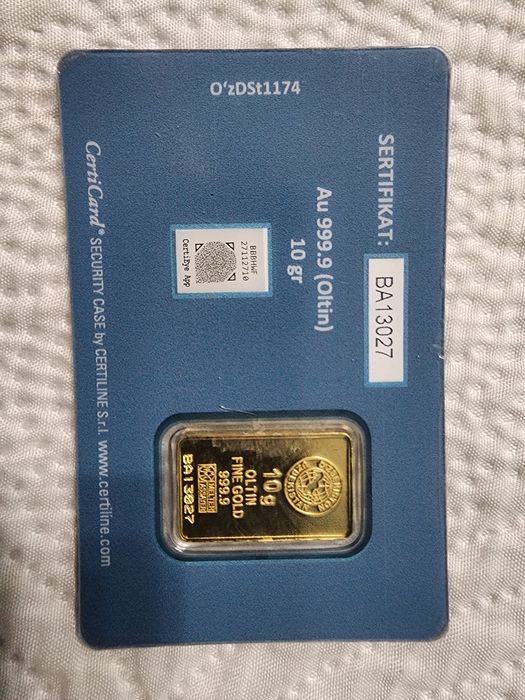 Oltin quyma 999 proba 10 gr,  слиток золотой