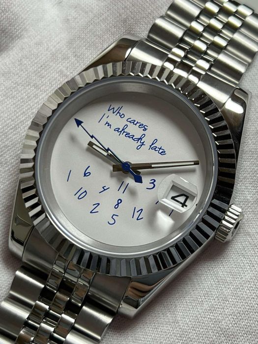 Часовник Seiko Mod Datejust Who cares I’m already late NH35