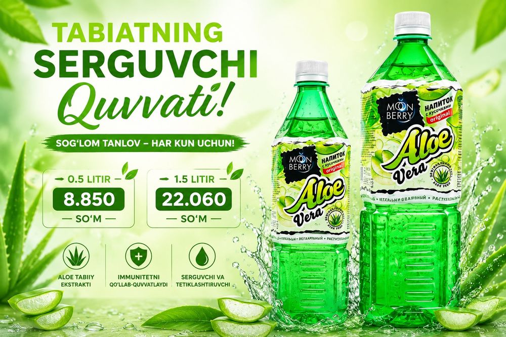 Aloe suvlari Rossiya maxsuloti skidkasi bor
