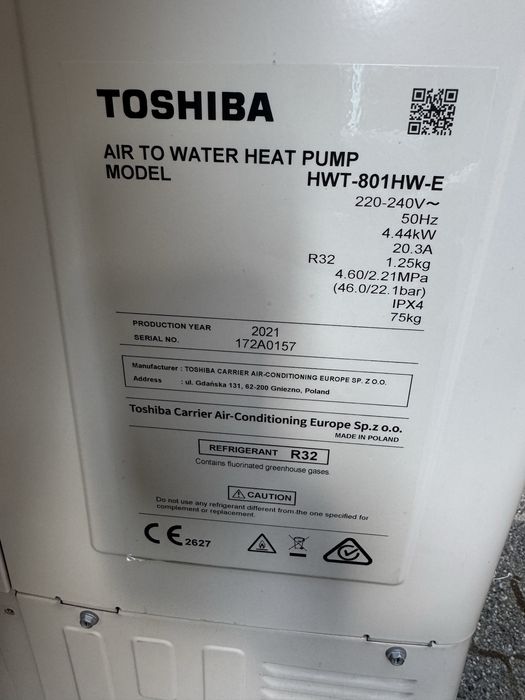 Термопомпа Toshiba , въздух -вода проблем грешка компресор