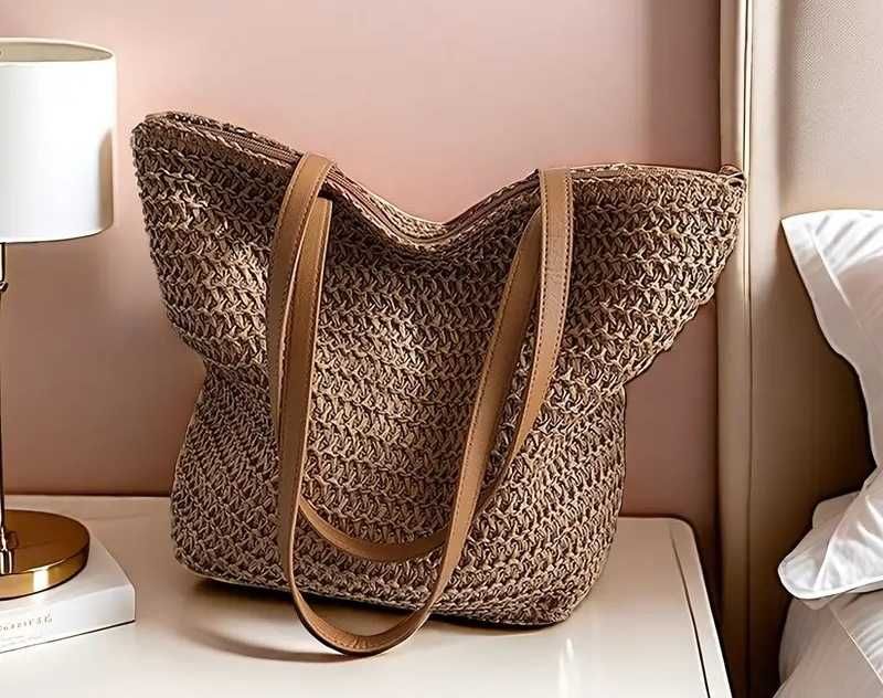 Новa чанта в бохо стил, boho чанта, плетена чанта, бежова кръгла чанта