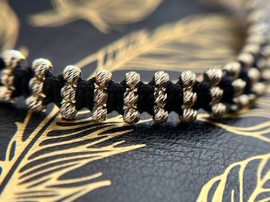 Brățară din șnur reglabil cu biluțe de aur 14k! Nu se vinde la gram!