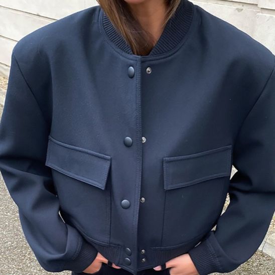 Бомбер темный синий