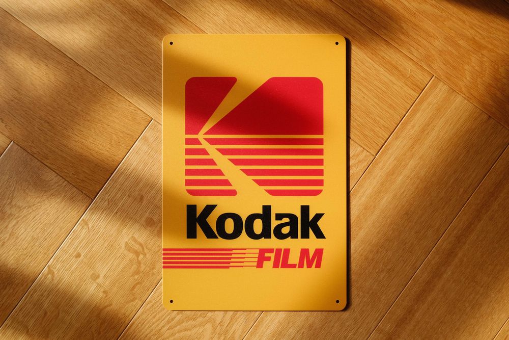Reclama metalica tabla Kodak Film rara, 20x30 cm