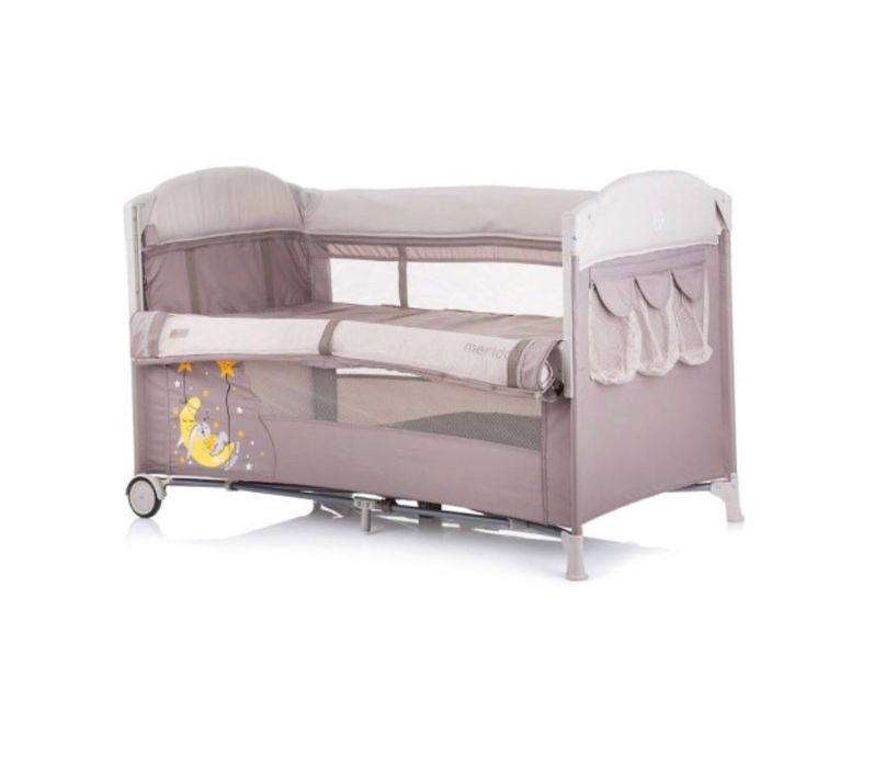 детска кошара CHIPOLINO МЕРИДА ФРАПЕ на две нива + сгъваем матрак