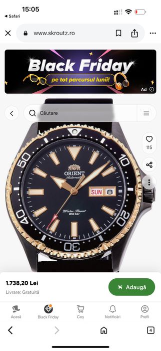 Ceas Orient Automatic 200m Ca Nou , AMANET NO LIMIT.
