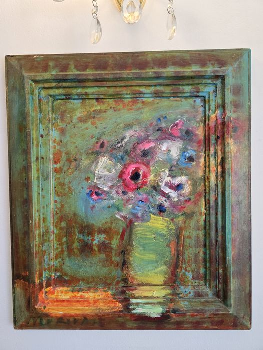Pictura Anemone artist Murivale ulei pe carton 2021