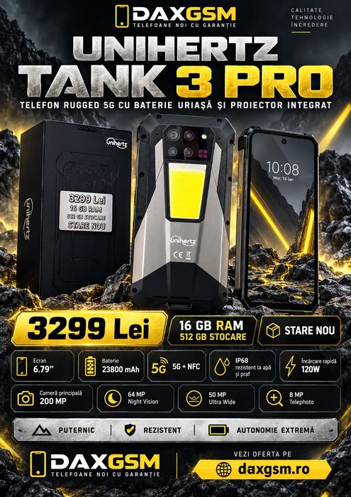 Unihertz Tank 3 Pro, 16/512 GB, Nou, 2 ani garanție
