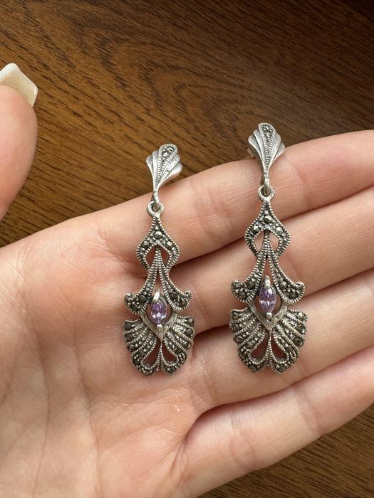 Готически сребърен комплект с камък аметист