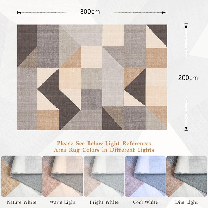 200х300 килим с къс косъм и неплъзгаща подложка. Перящ се в пералня