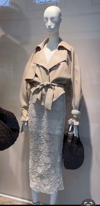 Къс ленен тренч Mango